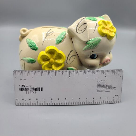 Fred Roberts San Francisco Taiwan Vintage Pig Piggy Bank Cream Yellow - Picture 10 of 11